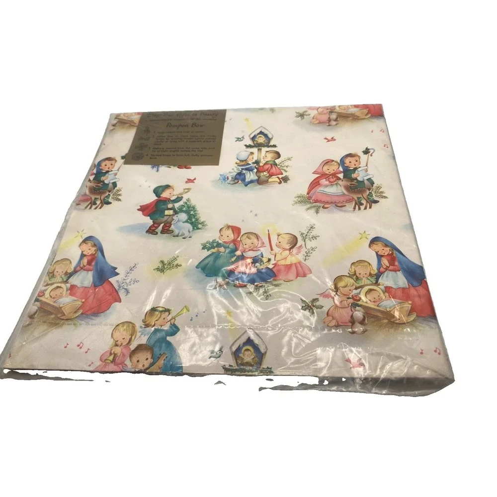 Vtg Ephemera 1960's 1970's Christmas Wrapping Paper 3 Sheets And 1 Sealed Pack